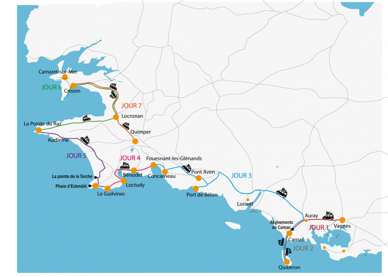 Carte road trip la Bretagne