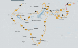 Carte du road trip dans les Gorges du Verdon