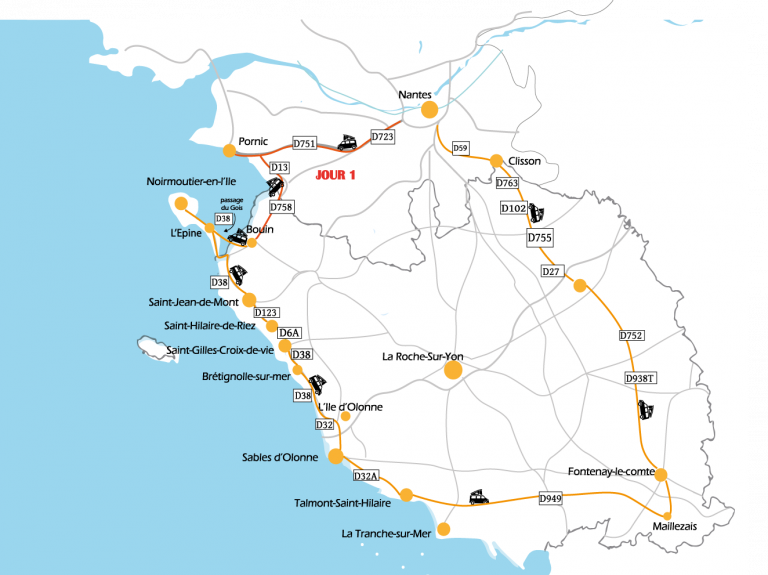Carte road trip Vendée