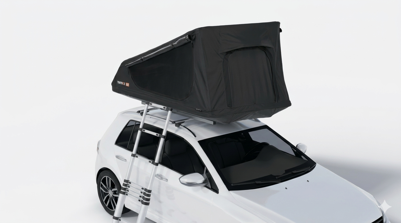 Ouverture assistée en 60 secondes. Échelle télescopique incluse pour un accès facile.